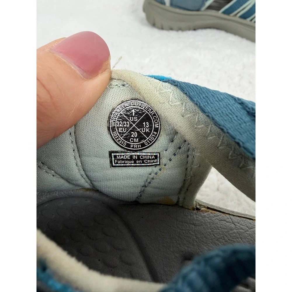 Keen Waterproof Sandals Kids Size 1 Blue Sport Hiking Bungee Strappy‎ 1012310